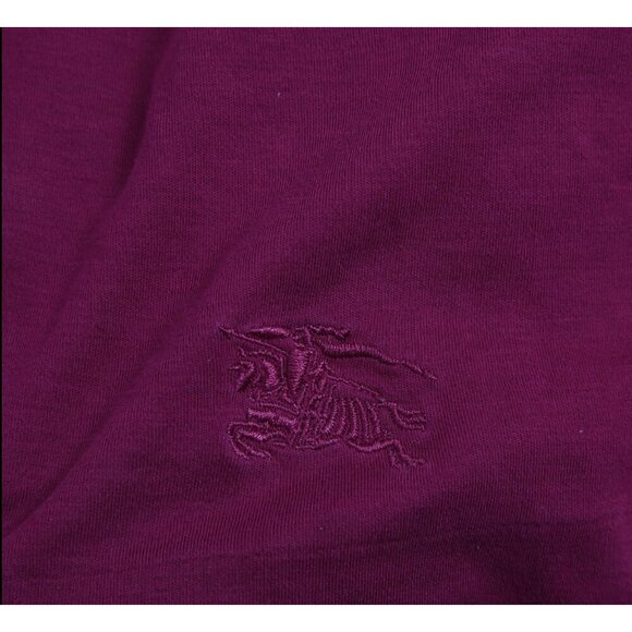 Burberry Brit Mens Small Oxford Check Trim Cotton Polo Shirt Classic Raspberry - Picture 4 of 5